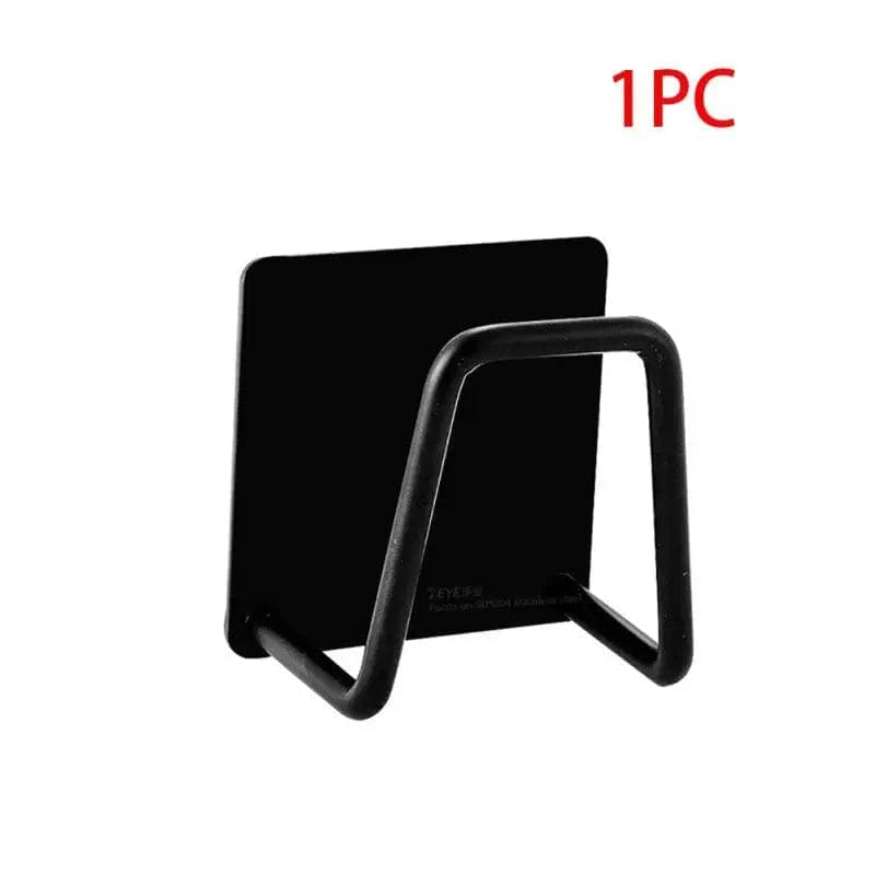 Uchwyt na gąbkę kuchenną ze stali nierdzewnej - Organizer ścienny na półkę, hak odpływowy, uchwyt na gąbkę Czarny 1 szt. / CHINY Cuisine Pratique Polska