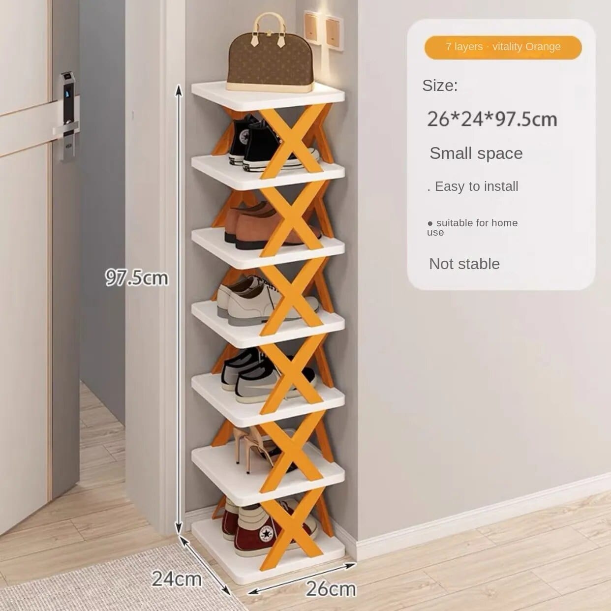 Wielopoziomowy schowek na buty 7 pięter / Pomarańczowy Cuisine Pratique Polska