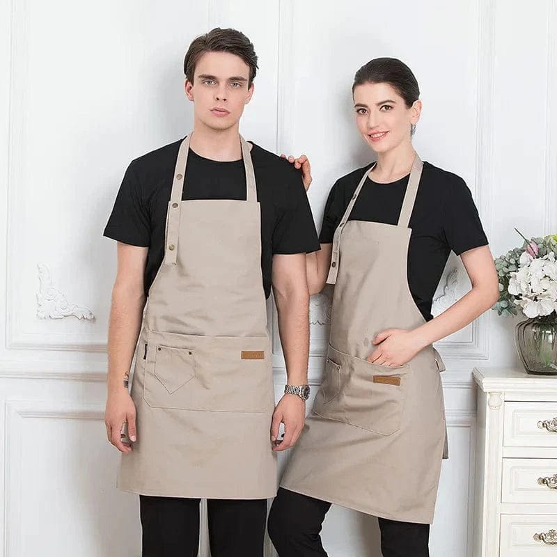 Wygodny fartuch kuchenny damski/męski - poliester, styl koreański Beżowy Cuisine Pratique Polska