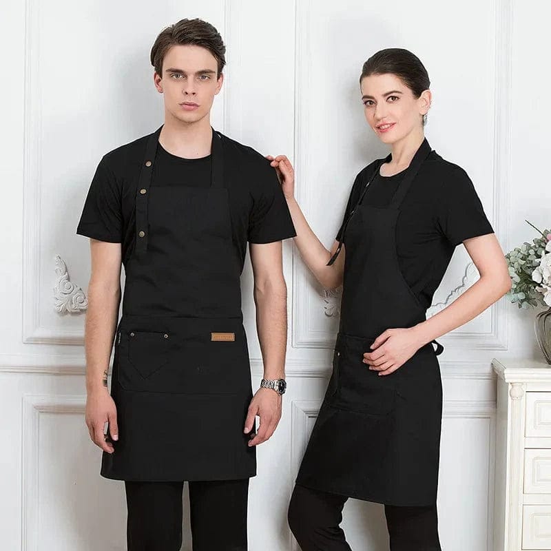 Wygodny fartuch kuchenny damski/męski - poliester, styl koreański Czarny Cuisine Pratique Polska