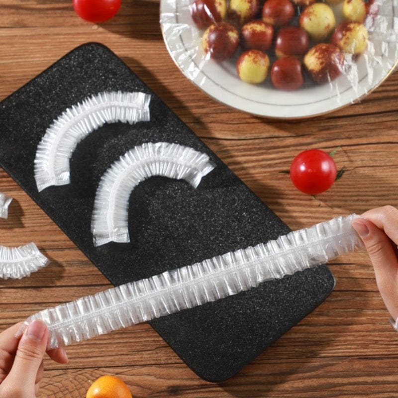 Zestaw 100 jednorazowych pokrywek na żywność - antyzapachowe i zapobiegające przeciekaniu - do lodówki z zamrażarką - TF16731 100szt Cuisine Pratique Polska