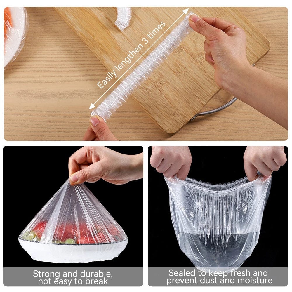 Zestaw 100 jednorazowych pokrywek na żywność - antyzapachowe i zapobiegające przeciekaniu - do lodówki z zamrażarką - TF16731 100szt Cuisine Pratique Polska