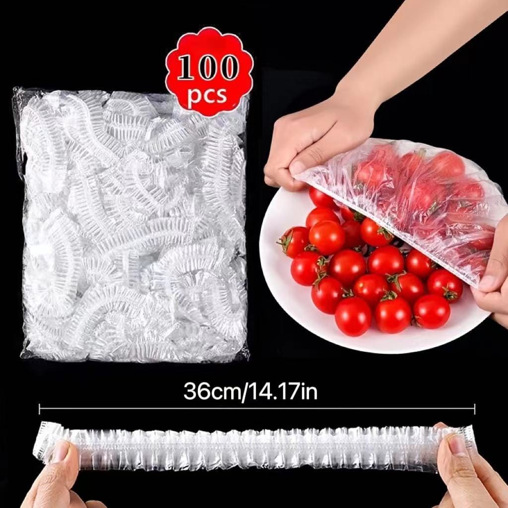 Zestaw 100 jednorazowych pokrywek na żywność - antyzapachowe i zapobiegające przeciekaniu - do lodówki z zamrażarką - TF16731 100szt Cuisine Pratique Polska