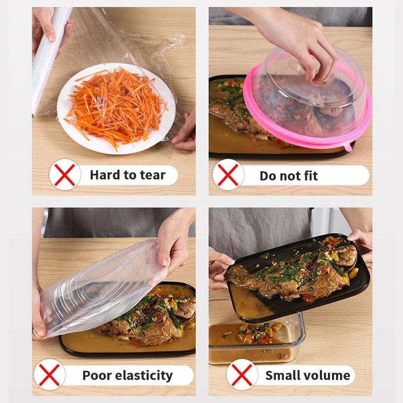 Zestaw 100 jednorazowych pokrywek na żywność - antyzapachowe i zapobiegające przeciekaniu - do lodówki z zamrażarką - TF16731 100szt Cuisine Pratique Polska