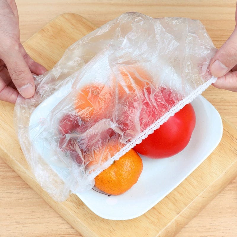 Zestaw 100 jednorazowych pokrywek na żywność - antyzapachowe i zapobiegające przeciekaniu - do lodówki z zamrażarką - TF16731 100szt Cuisine Pratique Polska