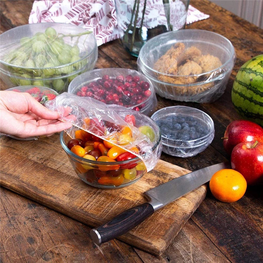 Zestaw 100 jednorazowych pokrywek na żywność - antyzapachowe i zapobiegające przeciekaniu - do lodówki z zamrażarką - TF16731 100szt Cuisine Pratique Polska