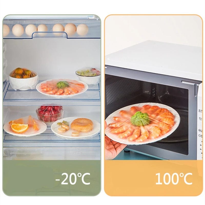 Zestaw 100 jednorazowych pokrywek na żywność - antyzapachowe i zapobiegające przeciekaniu - do lodówki z zamrażarką - TF16731 100szt Cuisine Pratique Polska