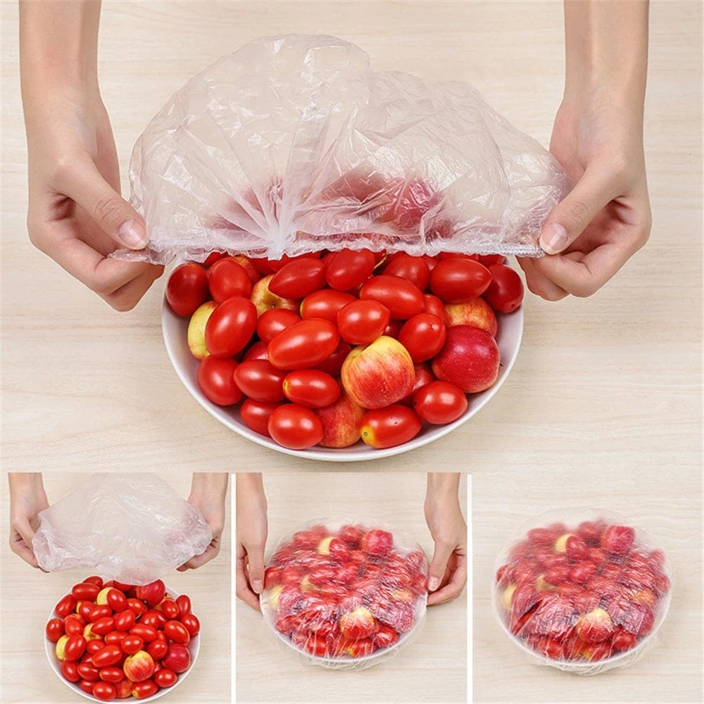 Zestaw 100 jednorazowych pokrywek na żywność - antyzapachowe i zapobiegające przeciekaniu - do lodówki z zamrażarką - TF16731 100szt Cuisine Pratique Polska