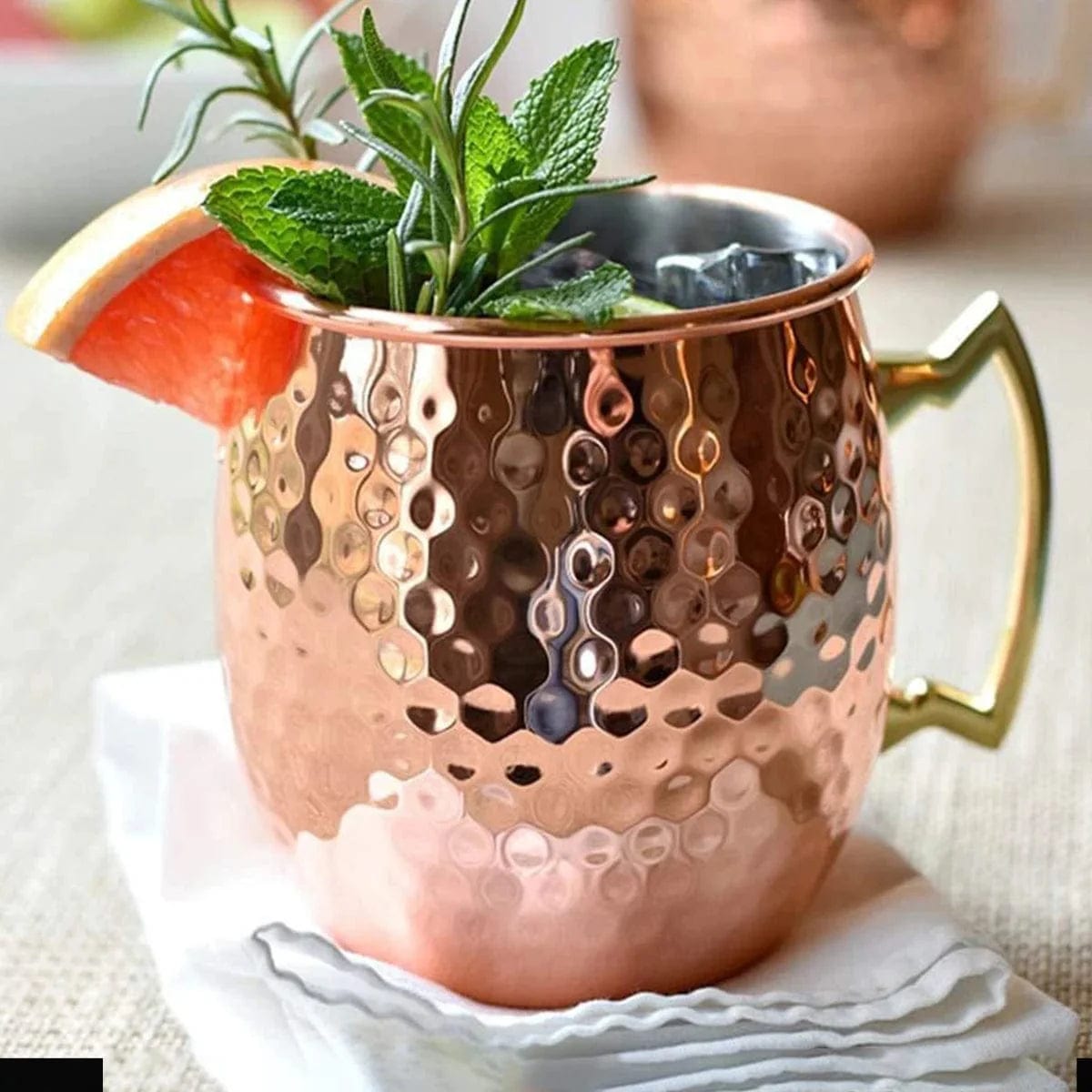 Zestaw 2 kubków Moscow Mule ze stali nierdzewnej pozłacanych różowym złotem - prezent (16,9 uncji) 1 szt. różowe złoto / 500ml Cuisine Pratique Polska