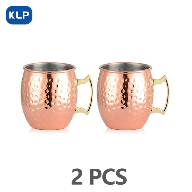 Zestaw 2 kubków Moscow Mule ze stali nierdzewnej pozłacanych różowym złotem - prezent (16,9 uncji) 2 SZT. różowe złoto / 500ml Cuisine Pratique Polska
