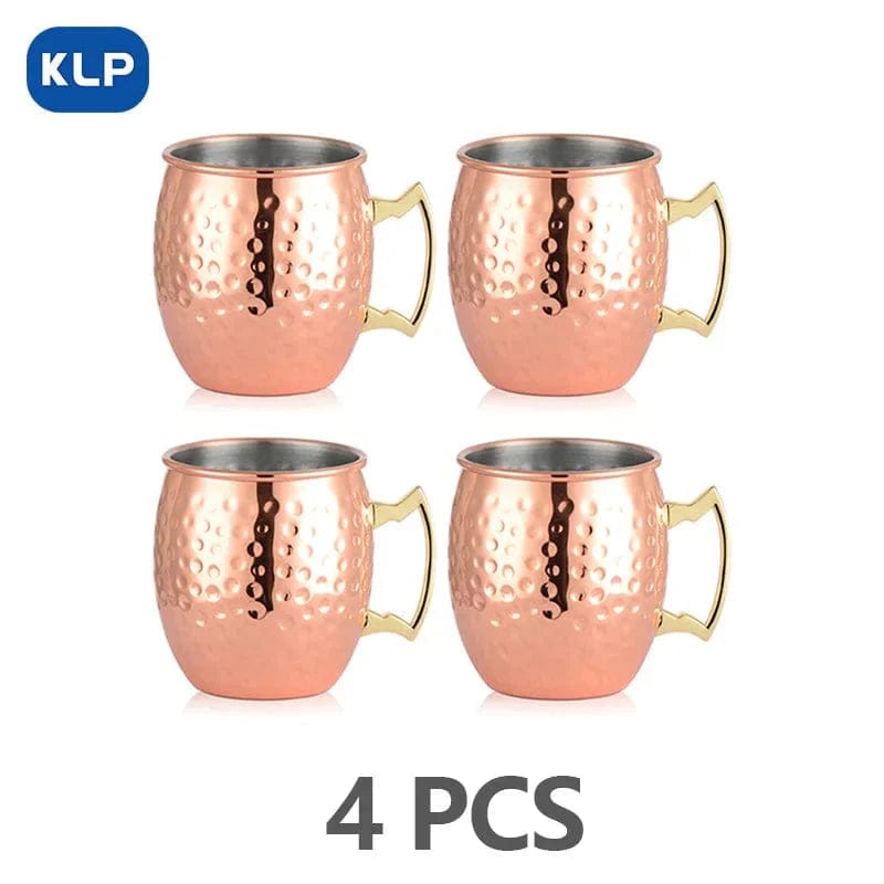 Zestaw 2 kubków Moscow Mule ze stali nierdzewnej pozłacanych różowym złotem - prezent (16,9 uncji) 4 SZTUK różowe złoto / 500ml Cuisine Pratique Polska