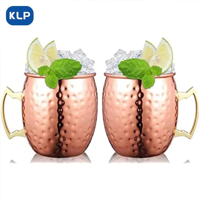 Zestaw 2 kubków Moscow Mule ze stali nierdzewnej pozłacanych różowym złotem - prezent (16,9 uncji) Cuisine Pratique Polska