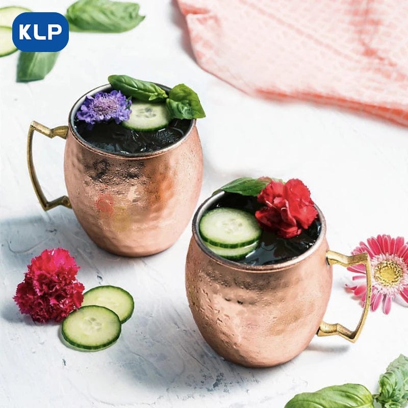 Zestaw 2 kubków Moscow Mule ze stali nierdzewnej pozłacanych różowym złotem - prezent (16,9 uncji) Cuisine Pratique Polska