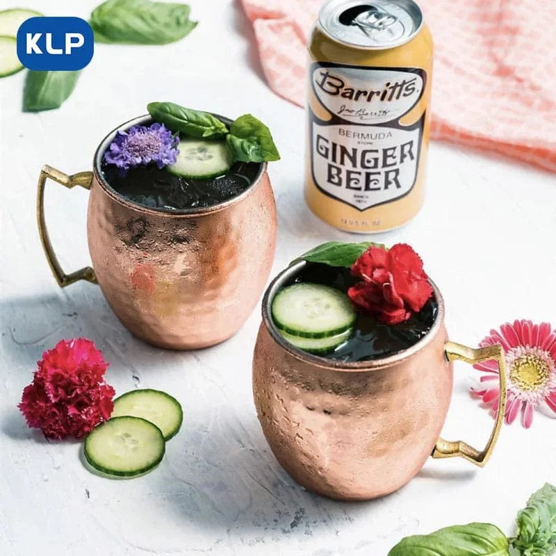 Zestaw 2 kubków Moscow Mule ze stali nierdzewnej pozłacanych różowym złotem - prezent (16,9 uncji) Cuisine Pratique Polska