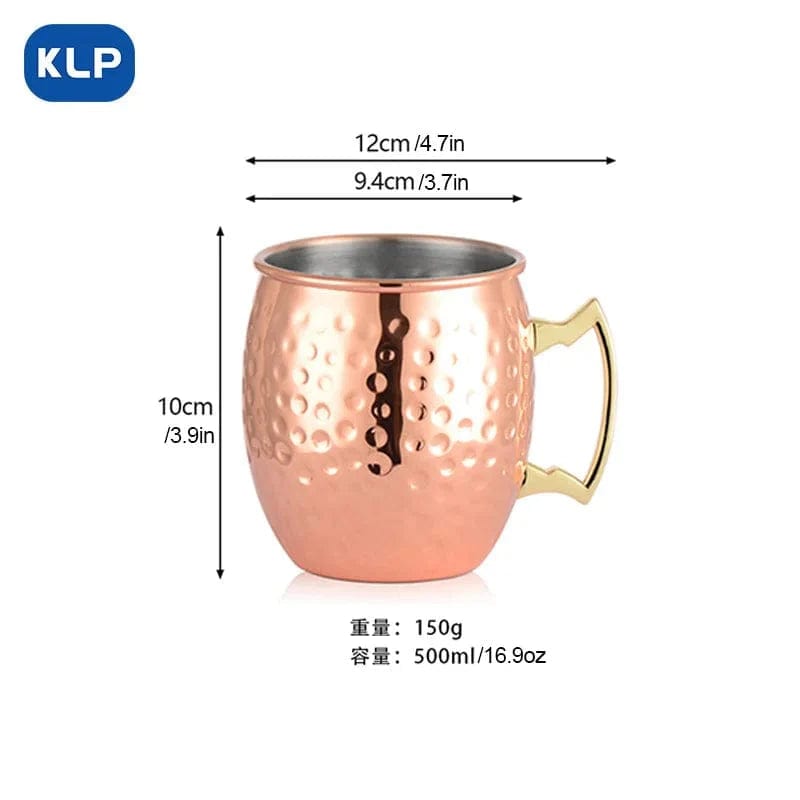 Zestaw 2 kubków Moscow Mule ze stali nierdzewnej pozłacanych różowym złotem - prezent (16,9 uncji) Cuisine Pratique Polska