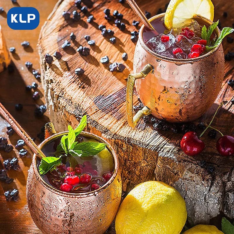 Zestaw 2 kubków Moscow Mule ze stali nierdzewnej pozłacanych różowym złotem - prezent (16,9 uncji) Cuisine Pratique Polska