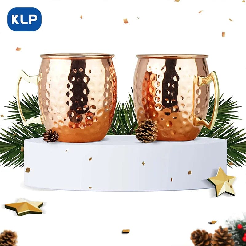Zestaw 2 kubków Moscow Mule ze stali nierdzewnej pozłacanych różowym złotem - prezent (16,9 uncji) Cuisine Pratique Polska