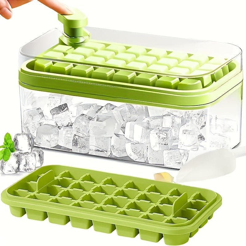 Zestaw 2 tacek na kostki lodu - 64 przegródki - z pokrywką i tacką do przechowywania Cuisine Pratique Polska
