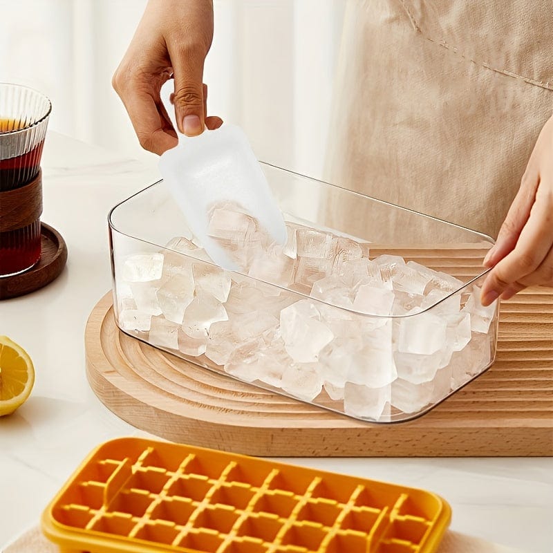 Zestaw 2 tacek na kostki lodu - 64 przegródki - z pokrywką i tacką do przechowywania Cuisine Pratique Polska
