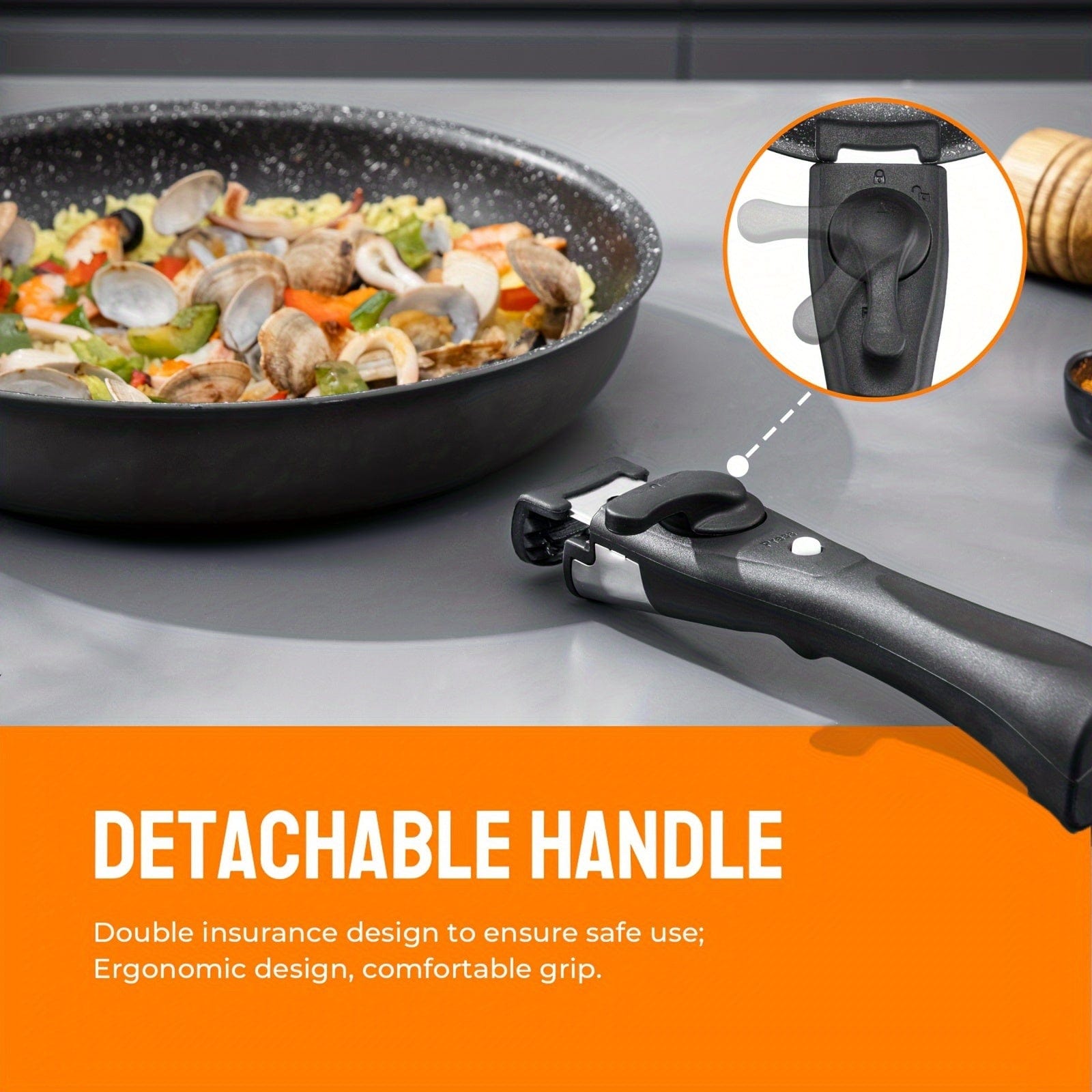 Zestaw wyjmowanych patelni z powłoką nieprzywierającą | 3 rozmiary | Nadaje się do wszystkich palników | Aluminium | Czarny Czarny Cuisine Pratique Polska